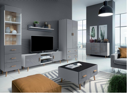 Wohnzimmer Modern Stil Wohnwände 4tlg Set Modern Wohnwand Vitrinen Regal Schrank